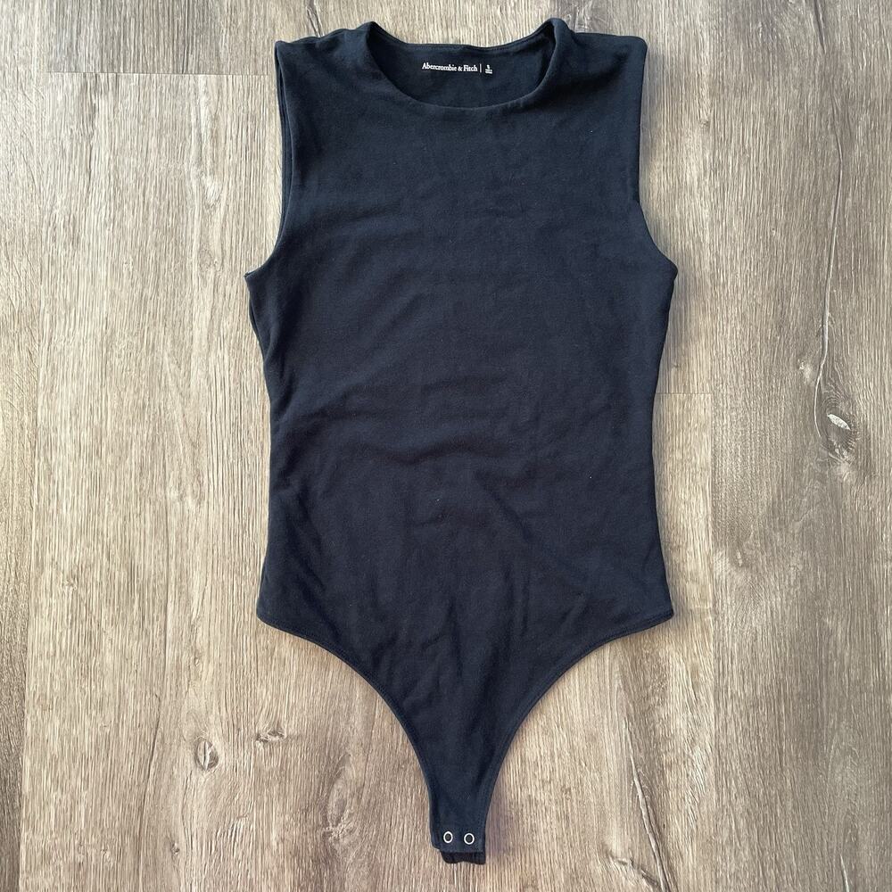 Abercrombie Fitch Black Sleeveless Bodysuit Snap Closure Women's Size Small